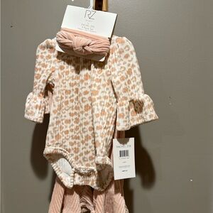 Rachel Zoe Pink Leopard Print Baby Onesie Set